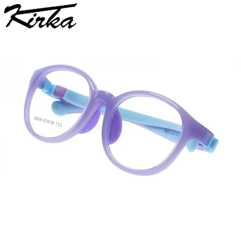 

Kirka Kids Eyeglasses Frames Light Purple Children Glasses TR90 Flexible Myopia Soft Optical Frame Kid Eyewear Oval Glasses 9009