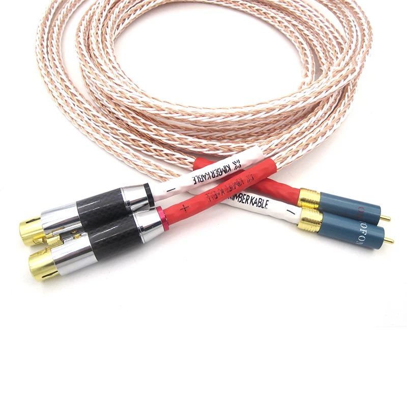 Hifi 8TC 7N OCC Pure copper 2RCA Male to Dual XLR Female OFC AUX Audio Cable Shielded For Amplifier Mixer