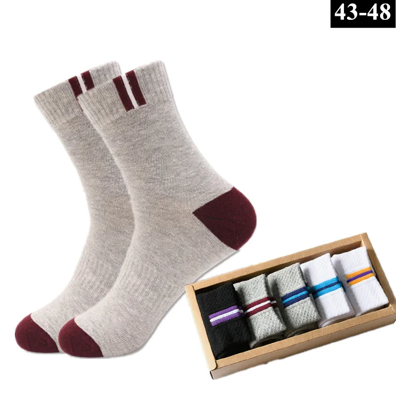 

DOIAESKV 5 Pairs/lot Cotton Men Socks Business Durable Stitching Fashion Causal Sock Male Boy Stretchy Meias Sock EU 43-48