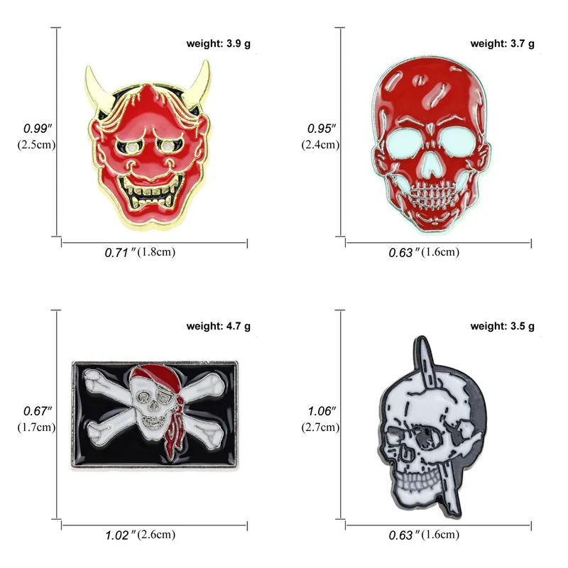 Creativo gotico Horror teschio smalto spilla gioielli di moda risvolto Halloween Punk pirata Pin ciondolo gioielli