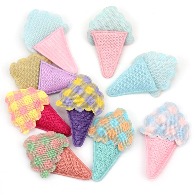 50Pcs 2.3*3.5cm Ice Cream Padded Appliques For Baby\'s Hairpin Crafts Headwear Decoration Handmade Ornament Accessories Wholesale