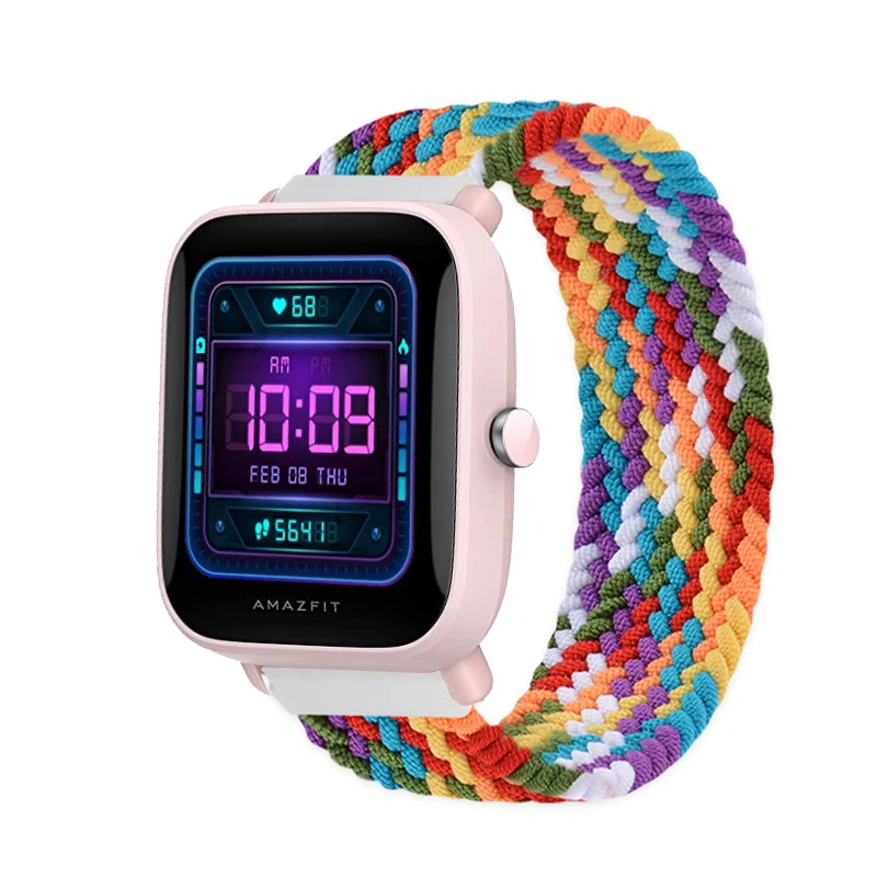 Pulseira de relógio trançada Solo Loop, cinta de tecido de nylon, adequada para Huami Amazfit Bip U e U Pro, Amazfit GTR 42mm, Bip GTS U Pro