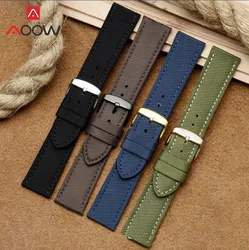 18mm 20mm 22mm 24mm Leather Nylon Strap Waterproof Stitching Watch Band Men Replacement Bracelet for Omega Speed master Seiko