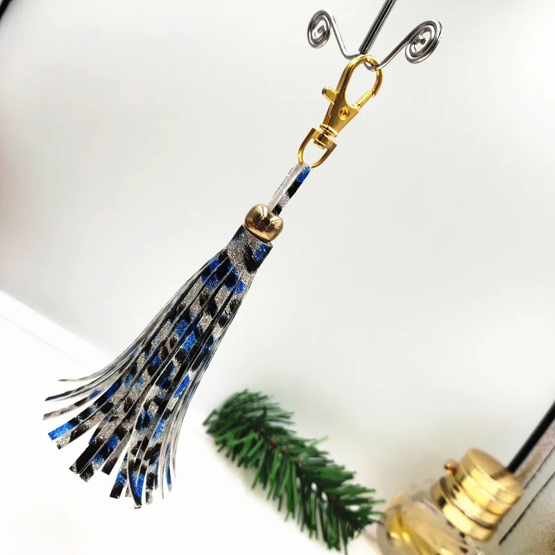 Shiny Colorful Leather Tassel Key Chain 15cm Gold Lobster Clasp Key Chain Car Key Ring Women Bag Charming Pendant Key Holder