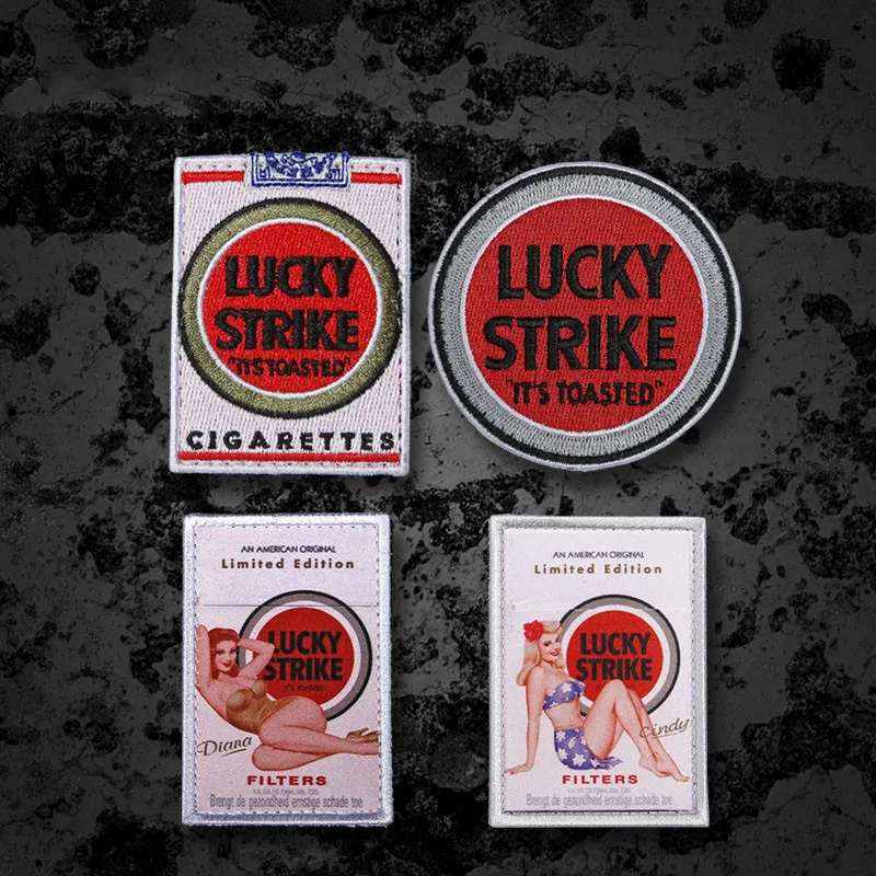 Outdoor Tactical Patches WWII LUCKY STRIKE Good Color Smoke Embroidered Morale Chapter DIY Embroidered Chapter