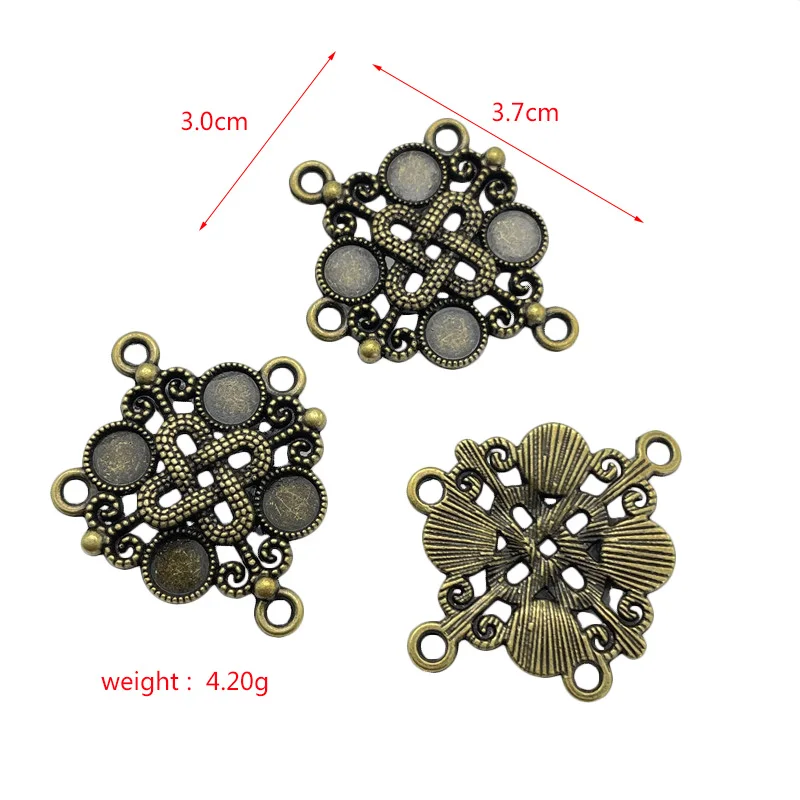 JunKang 10pcs antique silver bronze 4-corner flower-shaped dream catcher DIY handmade jewelry crafts feather buckle accessories