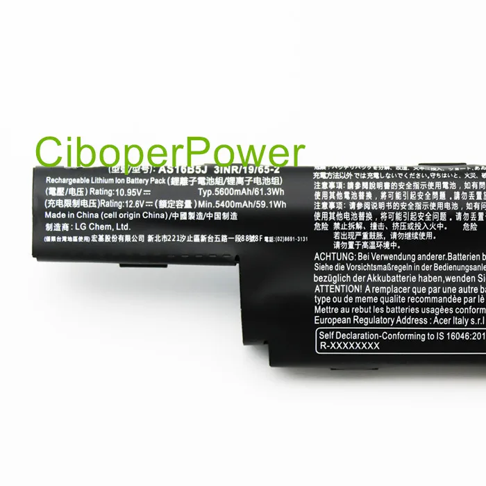 Original quality AS16B5J AS16B8J Laptop Battery for E5-575G-53VG 3ICR19/66-2 F5