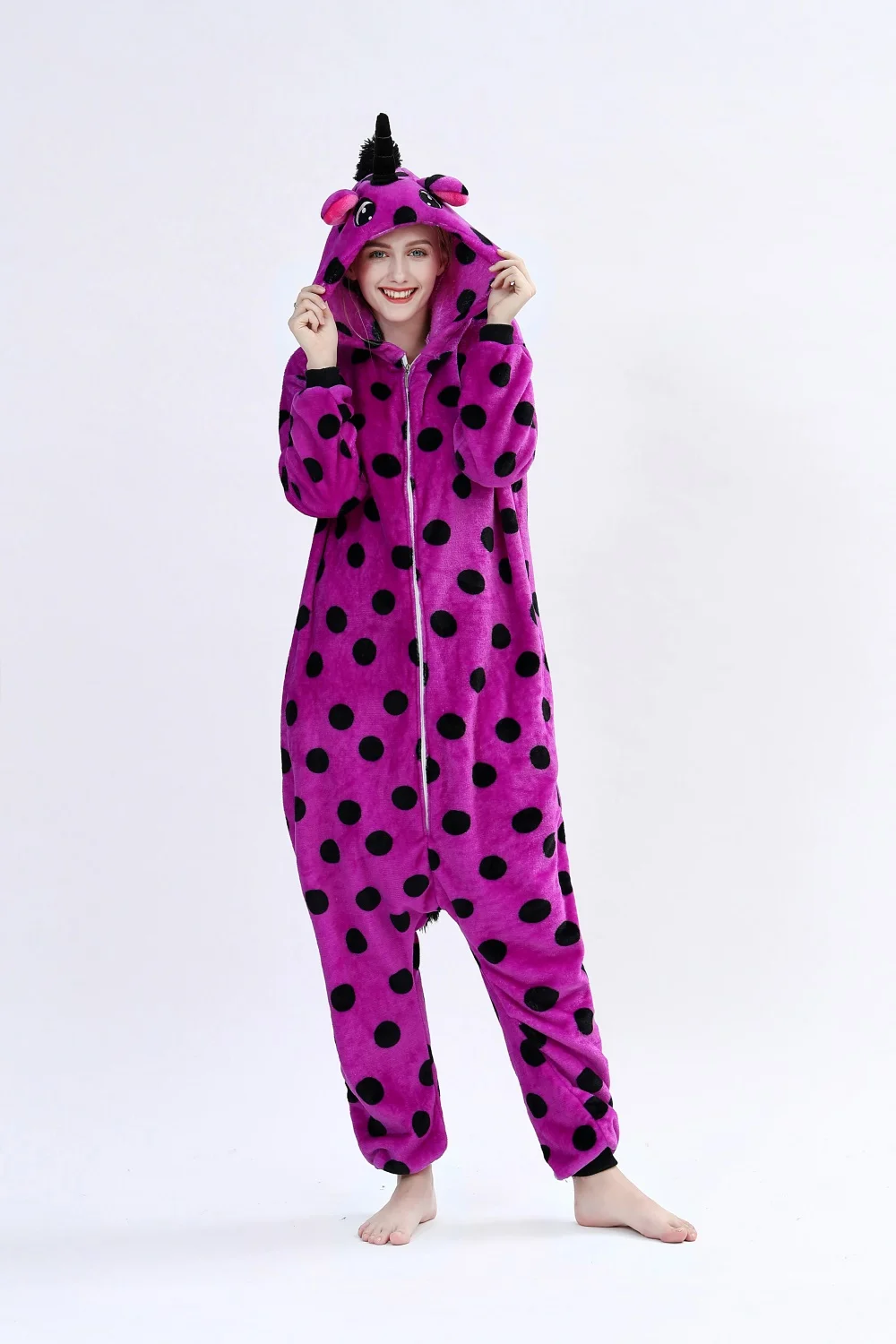 Rogue Rabbit Kigurumi Onesie Adult Women Animal Pajamas Flannel Costumes Sleepwear Onepiece Winter Jumpsuit Pijama Cosplay