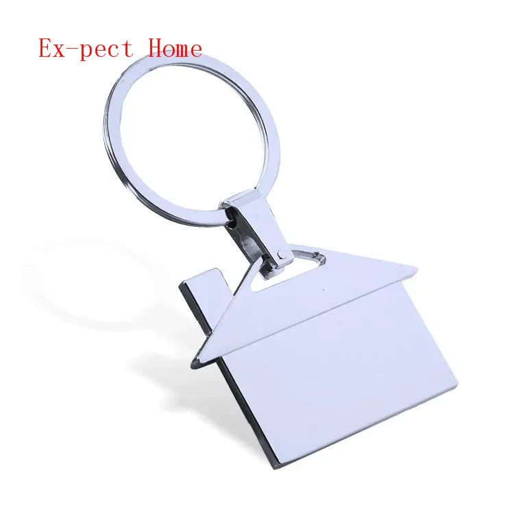 FREE SHIPPING BY DHL 200pcs/lot New Zinc Alloy House Keyrings Metal Blank Cottage Keychains for Real Estate Gifts