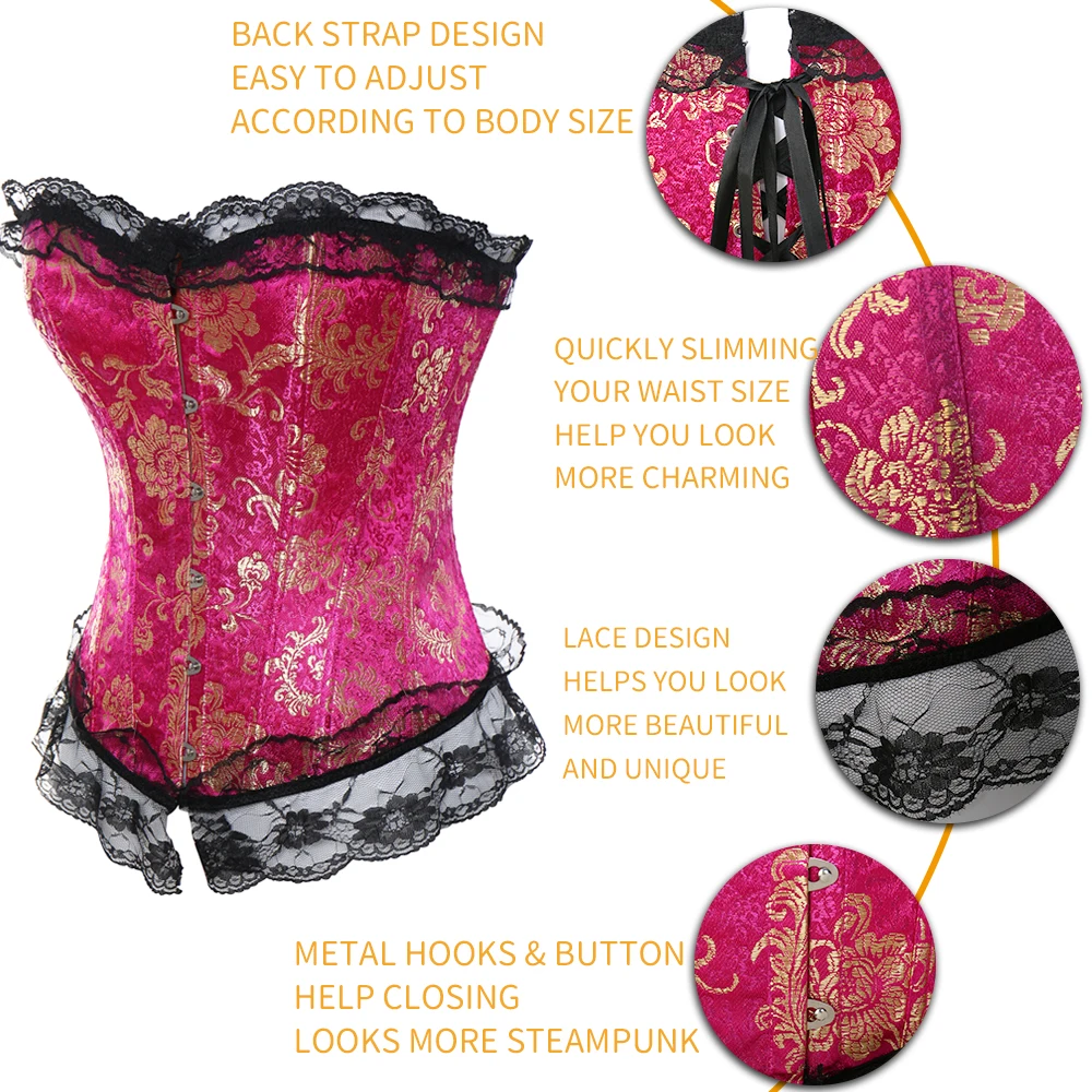 Womens Sexy Corsets Gothic Bustier Vintage Plus Size Halloween Corselet Boned Retro Tops Burlesque Woman Tummy Slimming Sheath