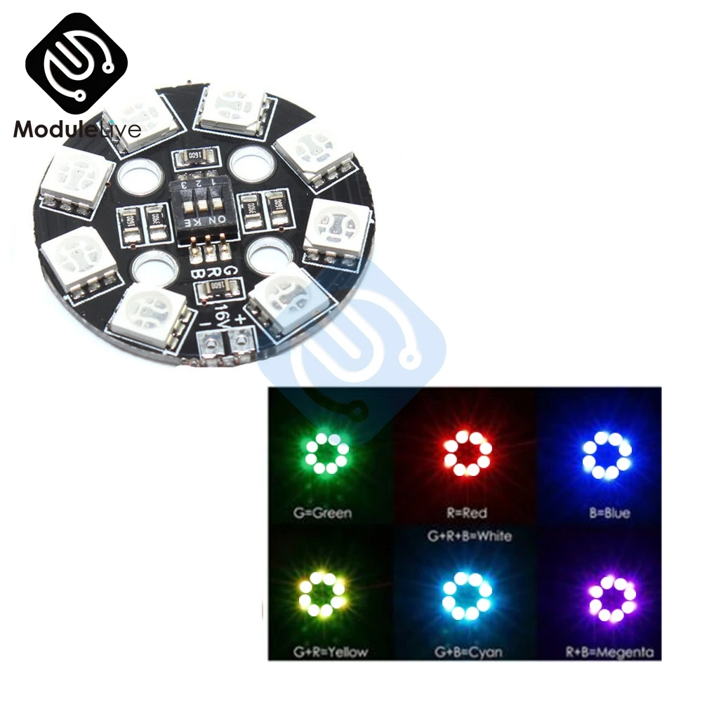 7 Color RGB LED Round Plate 5050 X8 / 16V for FPV RC Multicopter F17710