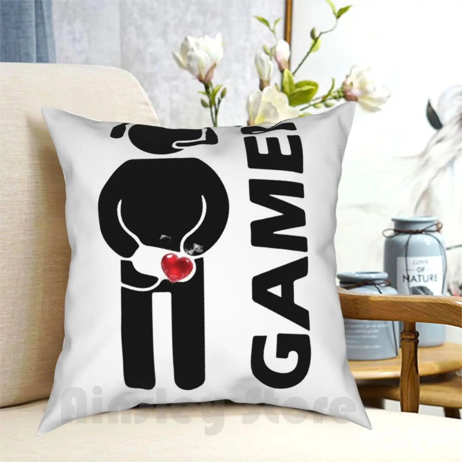 Gamer Pillow Case Printed Home Soft Throw Pillow Gamer Games Xbox Play Station Levels Happy Love Controller Friends