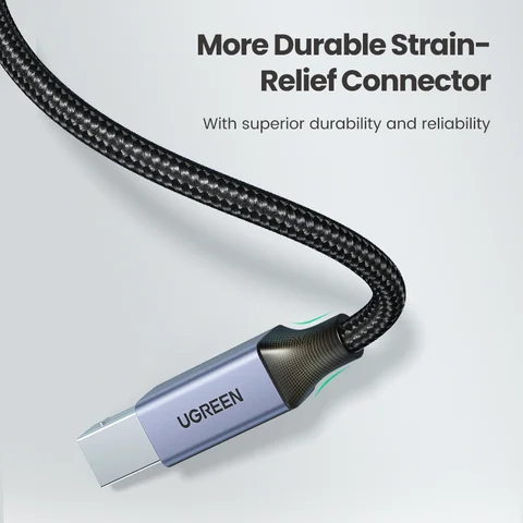 Ugreen USB кабель для принтера, 2 метра, высокоскоростной, совместимый с большинством моделей — детальный вид товара