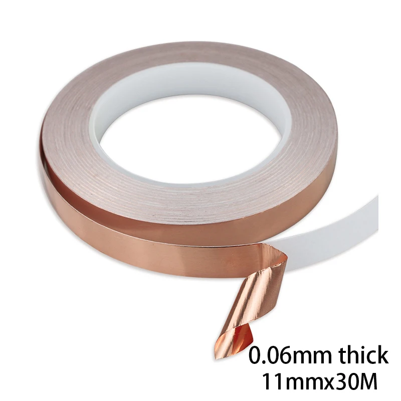 

1 Roll 11mm*30M*0.06mm Single Conductive Copper Foil Tape for Magnetic Radiation /Electromagnetic Wave EMI Shield Mask