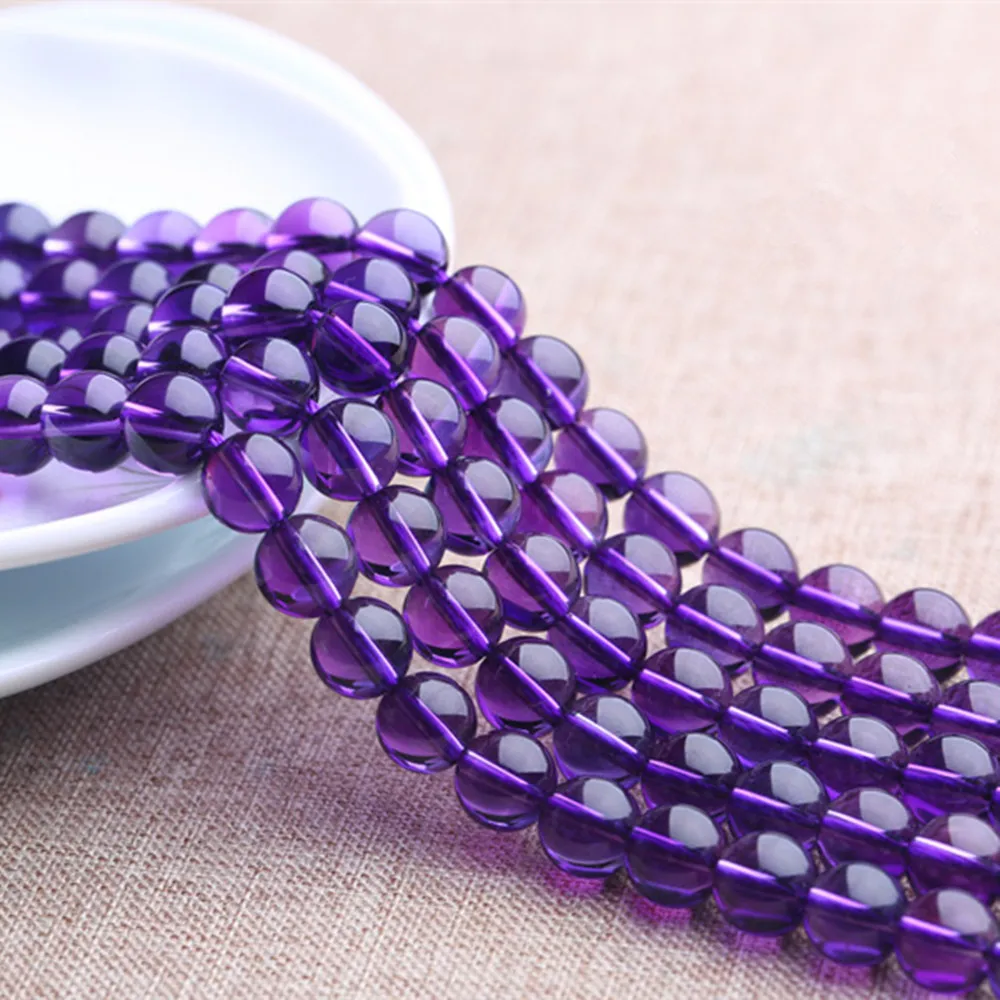 

High Quality Cultured Amethyst Beads 6mm-12mm NOT Dyed Smooth Polished Round 15 Inch Strand ZJ11