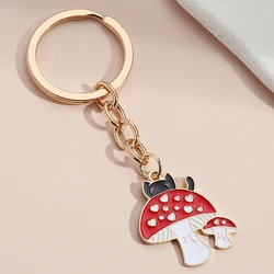 New Enamel Keychain Red Mushroom Key Ring Cute Key Chains Souvenir Gift For Women Girls Handbag Accessorie Car Keys DIY Jewelry