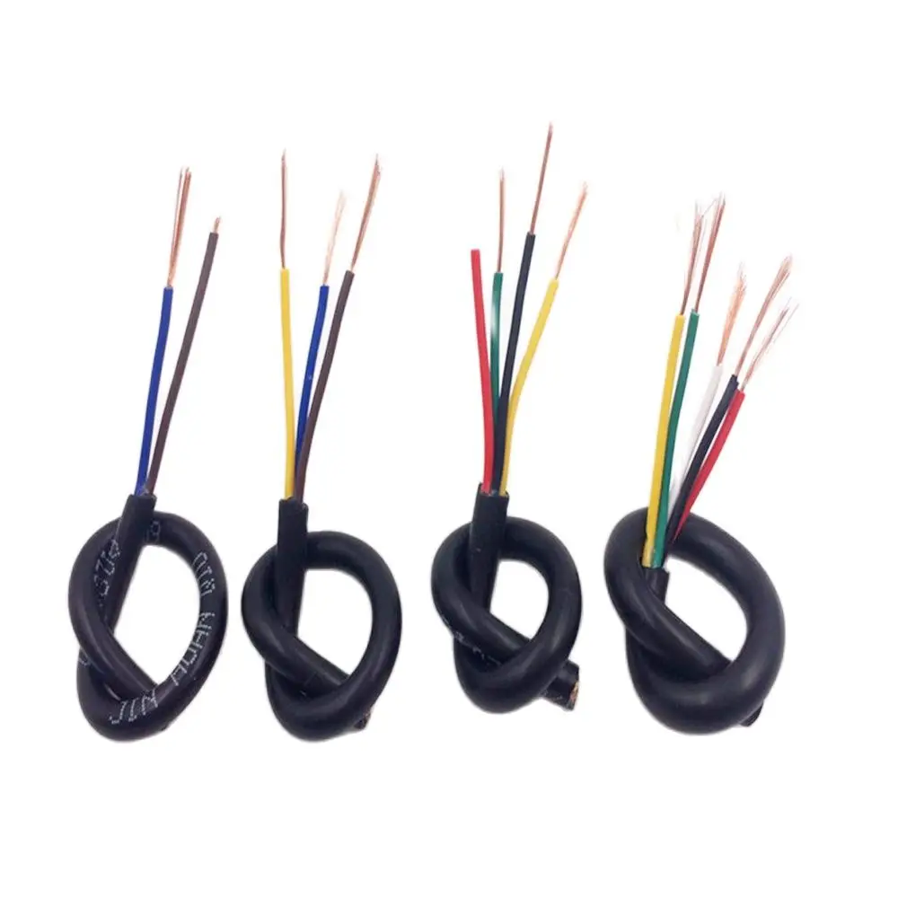 100m RVV Cable 22AWG 2Pin 3pin 4pin 5pin Signal Control Power extension wire Black PVC insulated Electrical wire copper cables