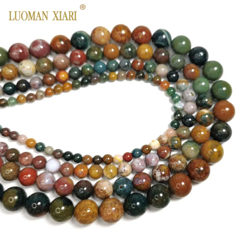 Fine AAA 100% Natural dark color Ocean Jasper Round Gemstone Beads For Jewelry Making  DIY Bracelet Necklace Earrings 4/6/8/10MM