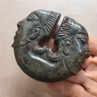 Tibet Hongshan Culture Natural Meteorite Iron Stone Two-Faced Man Collection Decoration Mascot Statues Et Sculptures Statues 5