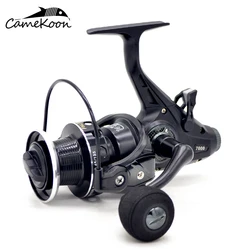 CAMEKOON 라이브 라이너 베이트 피더 스피닝 릴, 듀얼 브레이크 베이스 잉어 코일, 5.5:1/4.7:1 전면 및 후면 드래그, 바닷물 메기 휠