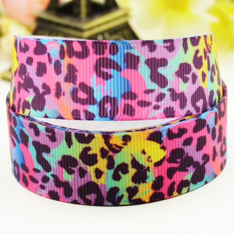 22mm 25mm 38mm 75mm Leopard print Cartoon printed Grosgrain Ribbon party decoration 10 Yards X-03351