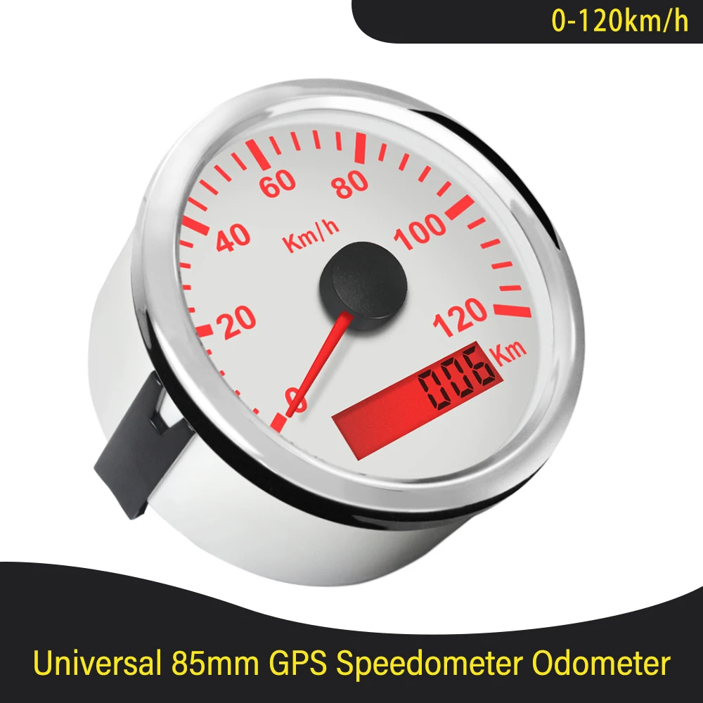 ELING New 85mm GPS Speedometer 120km/h 200km/h Speed Gauge Odometer UTV Motorcycle Marine Boat Buggy 12V/24V With Red Backlit