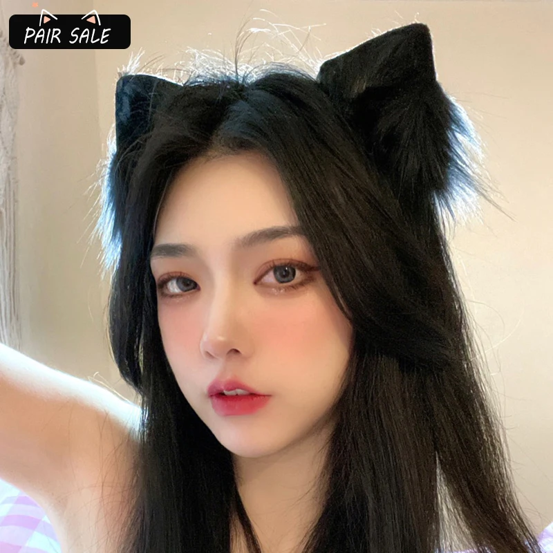 Simulation Cat Fox Ear Headband Cute Plush Animal Wolf Ear Hair Loop Lolita Headdress Cosplay Halloween Party Costume LL@17