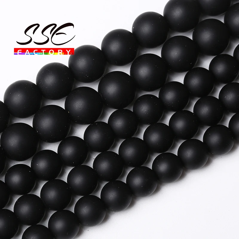 AAAAA Natural Matte Black Agates Round Loose Beads Onyx Loose Beads 15