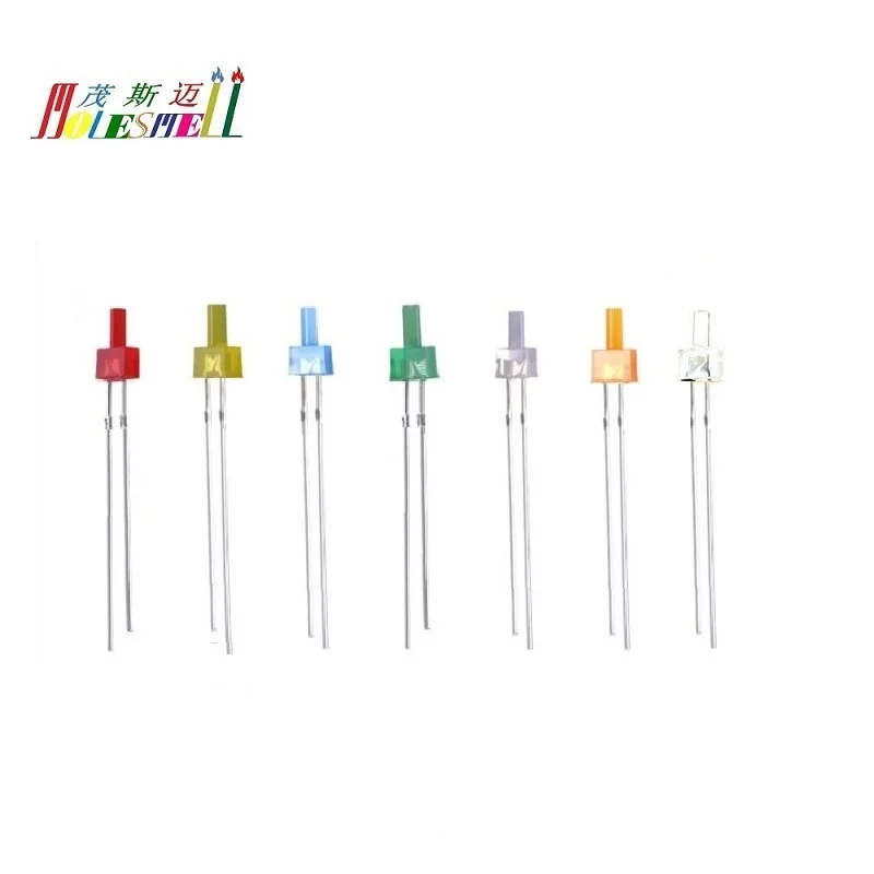 10 sztuk Multicolor 2mm Flat Top Led rozproszony/przezroczysty czerwony żółty niebieski zielony biały pomarańczowy lampa LED