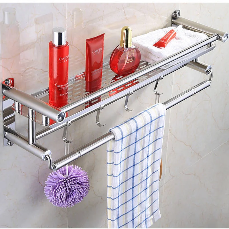 304 Steel Storage Holder durable Wall Mounted rack Bath Towel Kitchen bathroom Thicken Hanger Single Rod Multifunction Organize