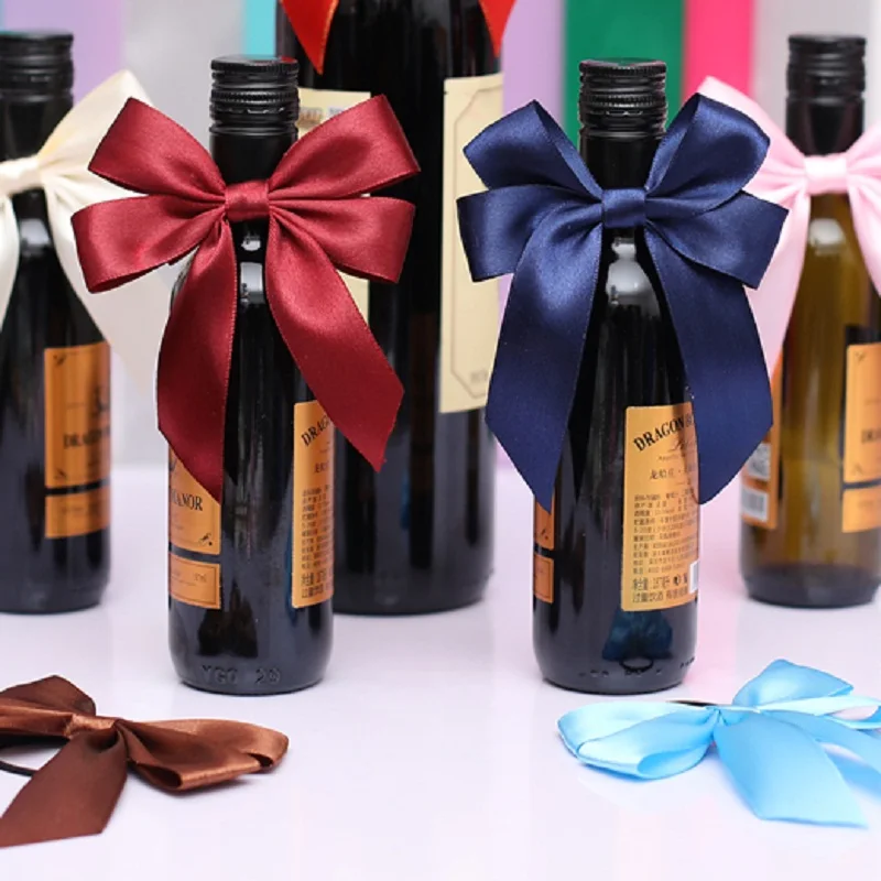 30pcs Wine Bottle Bowknot Rubber Band Ribbon Bow Champagne Bottle Gift Box Decoration for Wedding Birthday Party