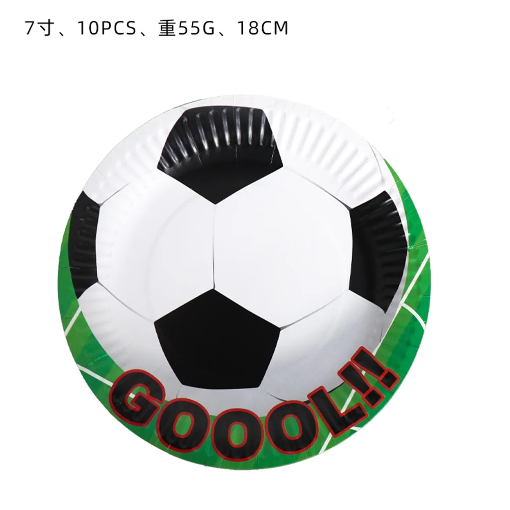 10pcs Football Theme Party Tableware Plates Black White Disposable Tableware Set Kids Baby Shower Party Supplies Decor Wholesale