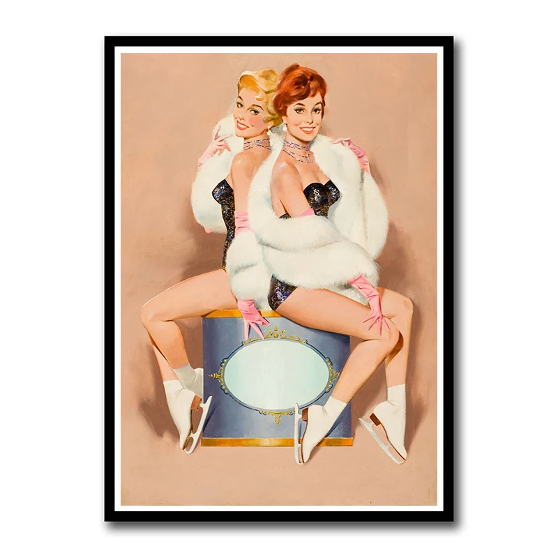 World War II Red PIN-UP GIRLS USSR Soviet White Coated Paper Posters Bar Cafe Living Room Wall Decorative Paintings Frameless