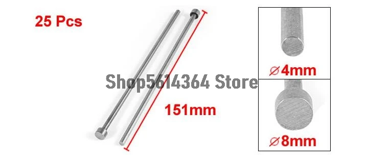 25 Pcs 4mm Durchmesser Runde Spitze Stahl Gerade HSS Auswerfer Pin