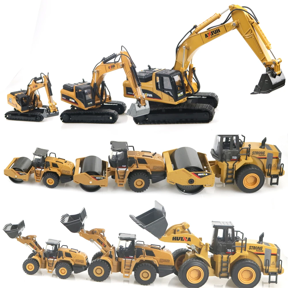 HUINA Truck Toy Diecast Model Alloy vehicle Car Die-Cast Excavator Bulldozer Wheel Loader Excavator kids toy Christmas gift