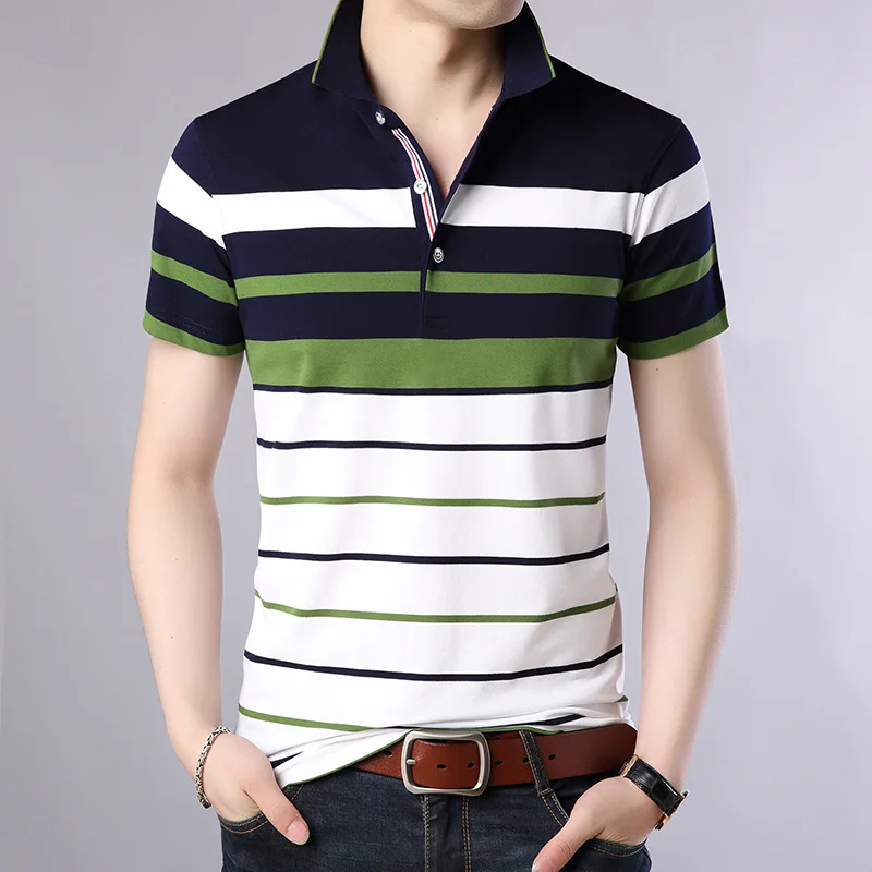 Men\'S Classic Striped Polo Shirt Cotton Short Sleeve 2023 Summer Plus Oversize M-XXXXL