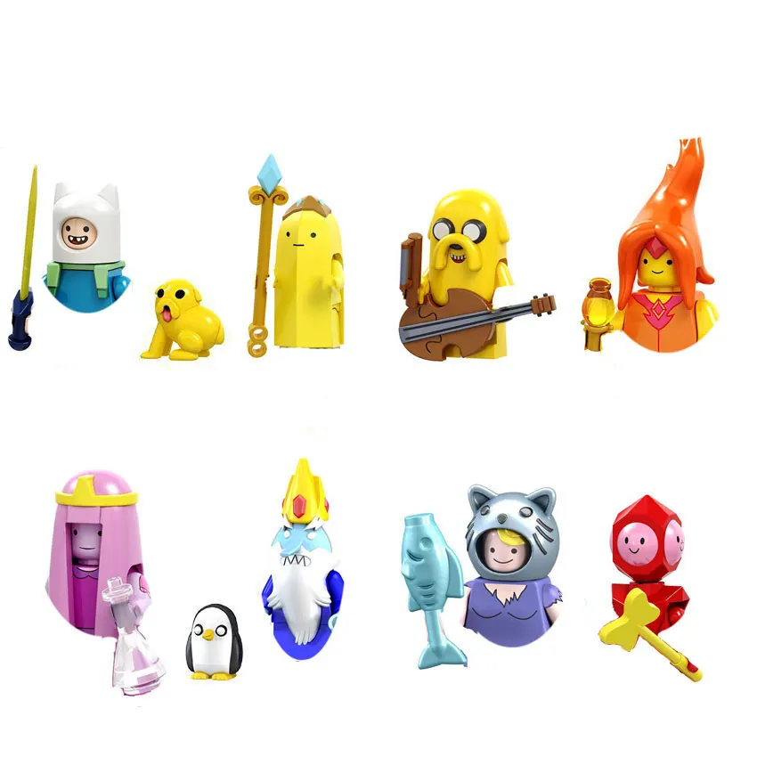 Single Cartoon movie Adventure time Finn Banana guard Jack Flame Party building block toys for children