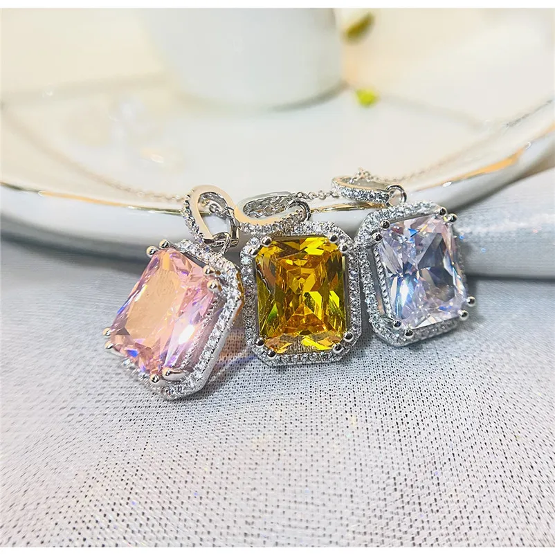 CC Pendants For Women No Chain Cubic Zirconia Pink Yellow White Necklace Pandent Wedding Fine Jewelry CCN288