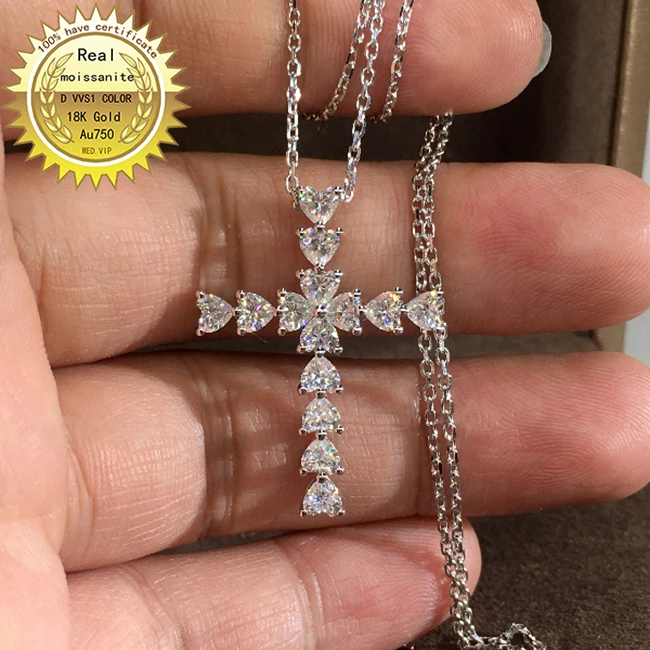 

Solid Au750 18K gold Necklace moissanite 2.8ct Diamond D VVS color With national certificate 0113