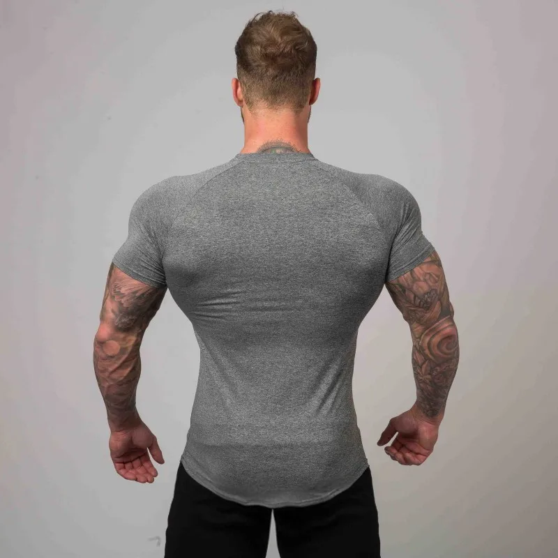 New Compression T-shirt Superelastic Skinny Shirt Men Gyms Fitness Workout Quick dry Tee Tops Male Summer Jogger Sporty Clothing