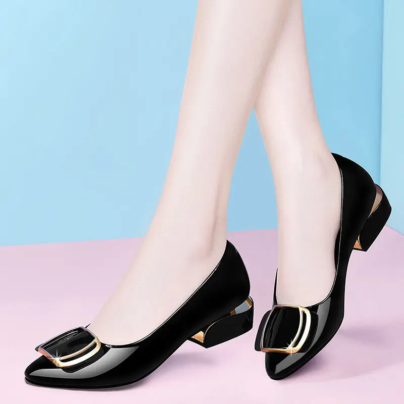 Cresfimix-zapatos de tacón bajo de 3cm para mujer, calzado informal clásico de piel sintética, color azul cielo, a6406p