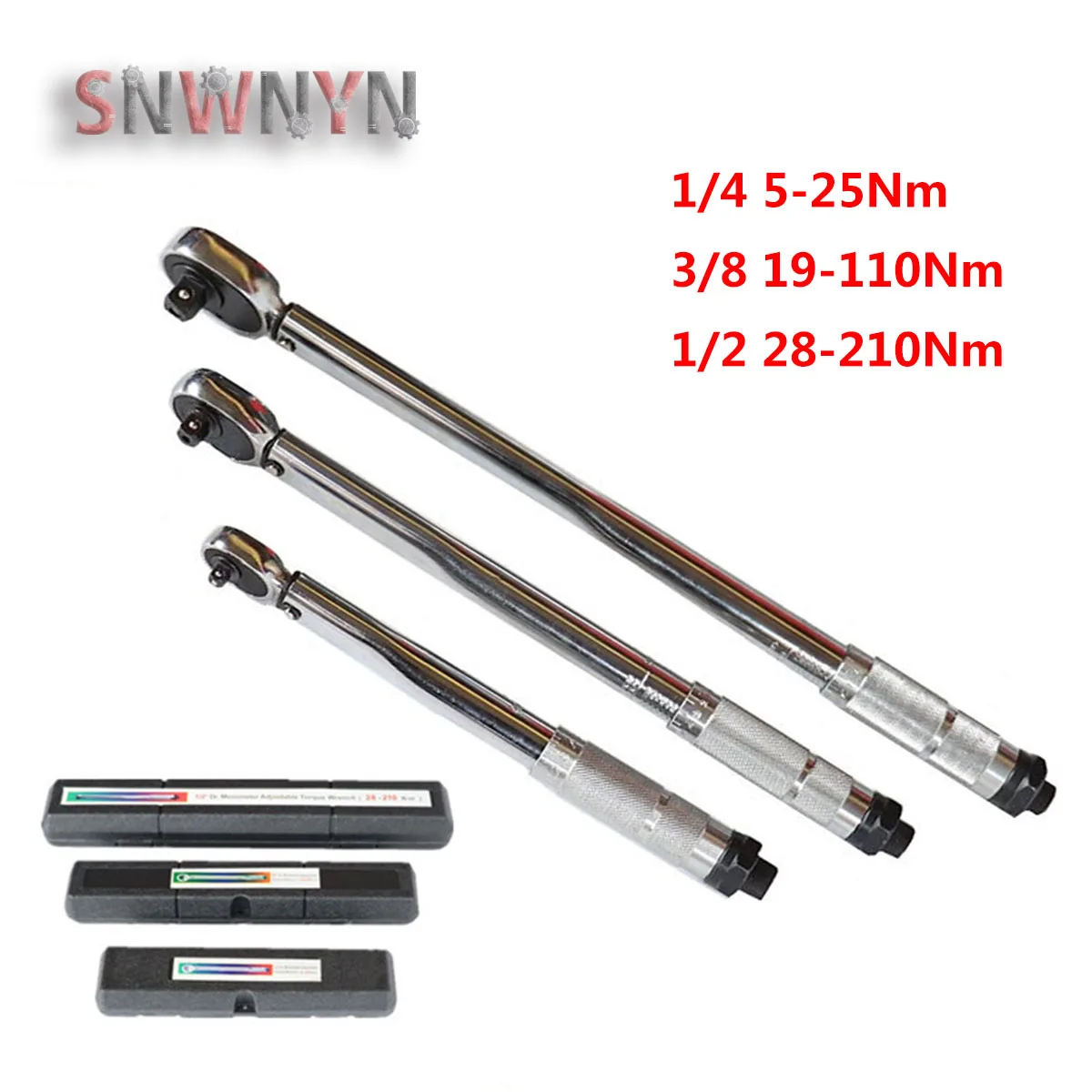 1pcs 1/4'' 3/8'' 1/2'' Square Drive Torque Wrench 5-210Nm Bike Repair Spanner Mechanism Two-Way Wrench Bicycle Tool Kits