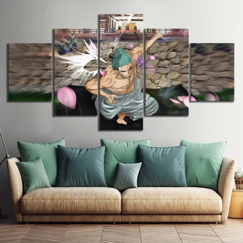 Canvas Prints Painting 5 Panel One Piece Roronoa Zoro Modular Pictures Chileren's Room Home Decoration Anime Wall Art Poster