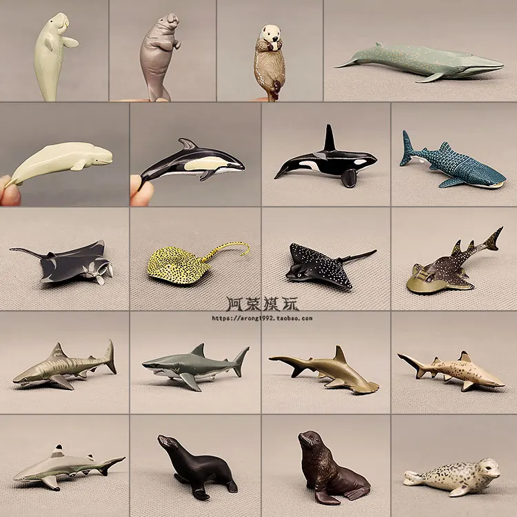 Miniature Sea Animal Model Lion Walrus Jaws Sperm Whale Shark Dolphin Manta Rays Oceans World Figurine Marine Ornaments Toys