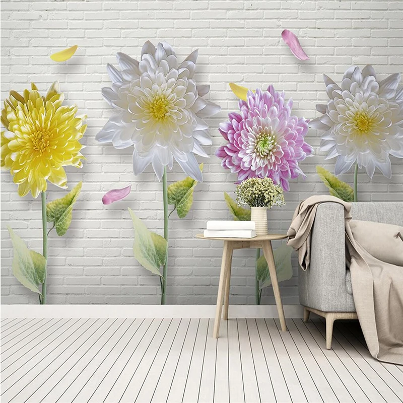 

beibehang custom Chrysanthemum flowers photo mural wallpaper TV background wallpapers for living room decoration 3D wall paper