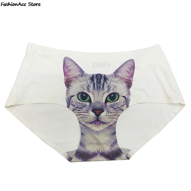 Sexy Pussycat Panties 3D Cat Print Underwear Clothes Funny Female Anti Emptied Women Brief