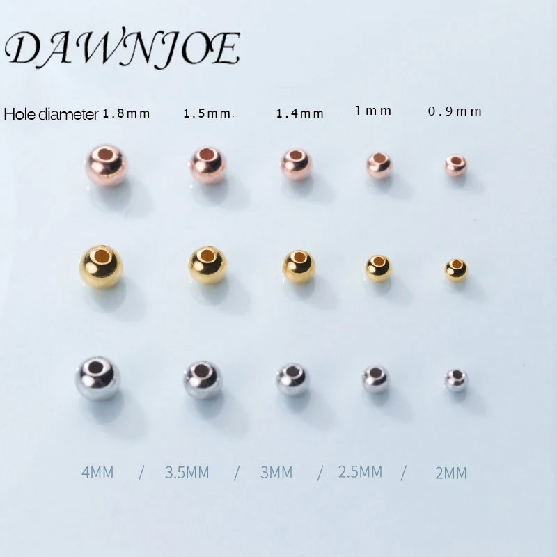 20pcs S925 Sterling Silver Spacer Beads Plating 18 k Gold 2/2.5/3/3.5/4/5mm Round  DIY Making Bracelet Necklace jewelry Finding