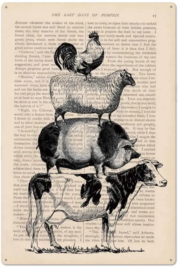 Farm Animals Novelty Parking Retro Metal Tin Sign Plaque Poster Wall Decor Art Shabby Chic Gift