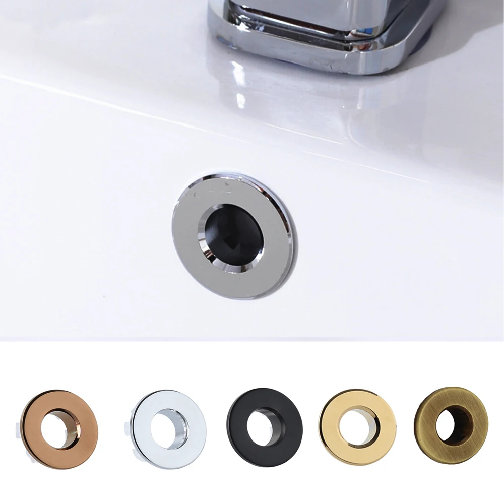 Bathroom Sink Overflow Cover Round Hole Overflow Ceramic Basin Pots Copper Insert Basin Accessory Gadgets Fixture Improvement