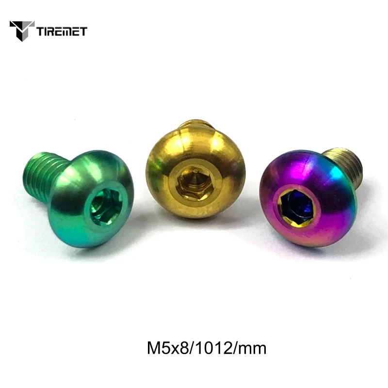 Tiremet 4PCS/Lot TC4  M5x8/10/12mm Titanium Bolts Dome Head ISO7380 for Bicycle Bottle Cage Holder Install MTB